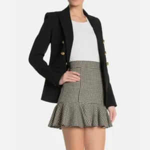 NWOT SZ 2 VERONICA BEARD Francesca PLAID B&amp;W RUFFLED skirt women MINI MSRP: $375