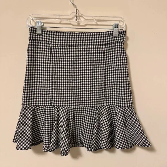 NWOT SZ 2 VERONICA BEARD Francesca PLAID B&amp;W RUFFLED skirt women MINI MSRP: $375