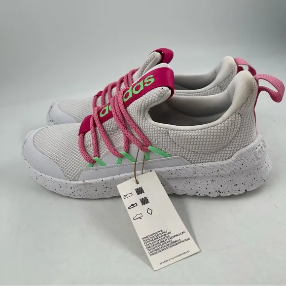 NWT! 👞 Adidas Girl’s Lite Racer Adapt 5.0 White Pink Running Shoes - Size 6