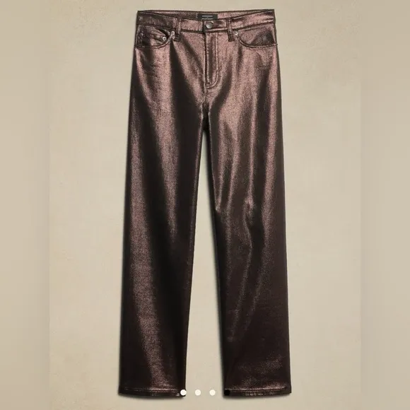 NWT Beautiful Banana Republic Bronze Metallic Straight Leg Jeans size 27