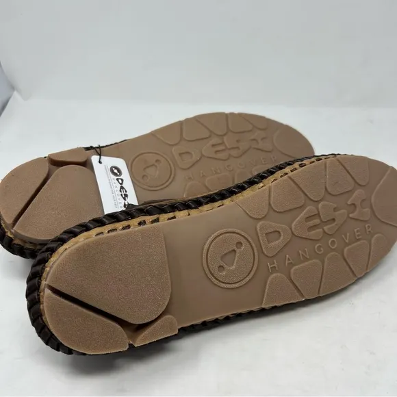 NWT Desi Hangover Hola Brown Leather Braided Huaraches Loafers Size 11