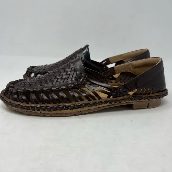 NWT Desi Hangover Hola Brown Leather Braided Huaraches Loafers Size 11