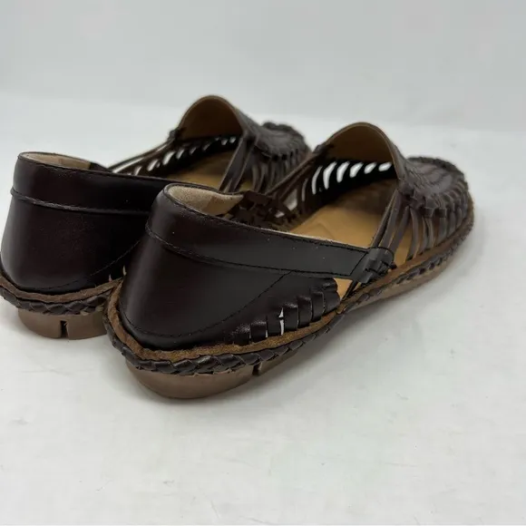 NWT Desi Hangover Hola Brown Leather Braided Huaraches Loafers Size 11