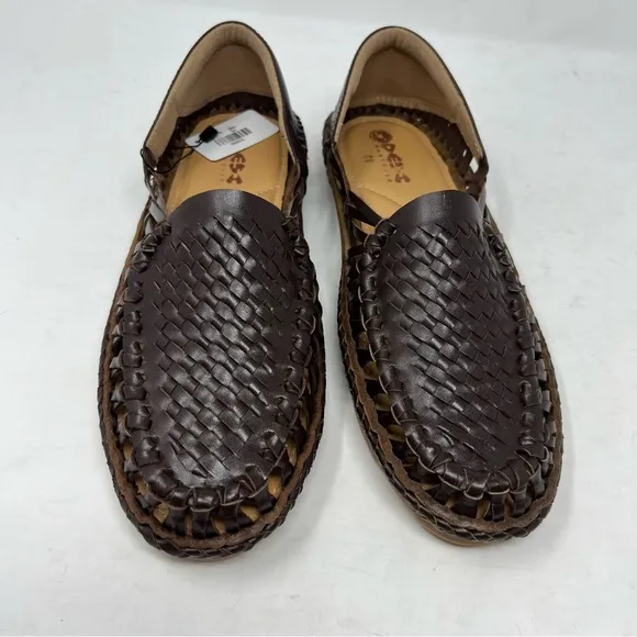 NWT Desi Hangover Hola Brown Leather Braided Huaraches Loafers Size 11