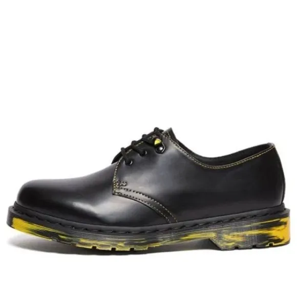 NWT Dr. Martens 1461 Marbled Sole Black Leather Yellow Marble Oxford.