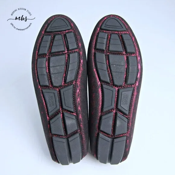 NWT Royal Shoes Metallic Loafers with Golden Decor Burgundy Men 8