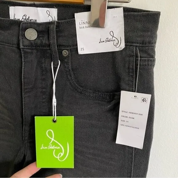 Nwt 🆕 Sam Edelman Women Linnie Kick Flare High Rise Waist Jeans • Black • US 25