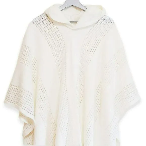 NWT Ultra Soft Open Knit Relaxed Fit Cozy Hooded Poncho
