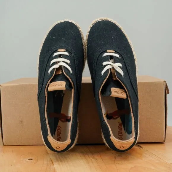 Olukai Kaula Pa‘a Li Paniolo Women's Size 10 Shoes Black Low Top Comfort Shoe