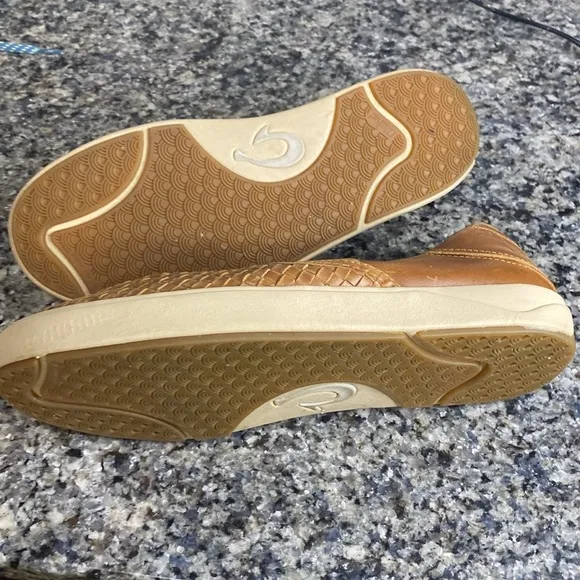 Olukai Lae‘ahi Lauhala men leather summer shoes Sz 8