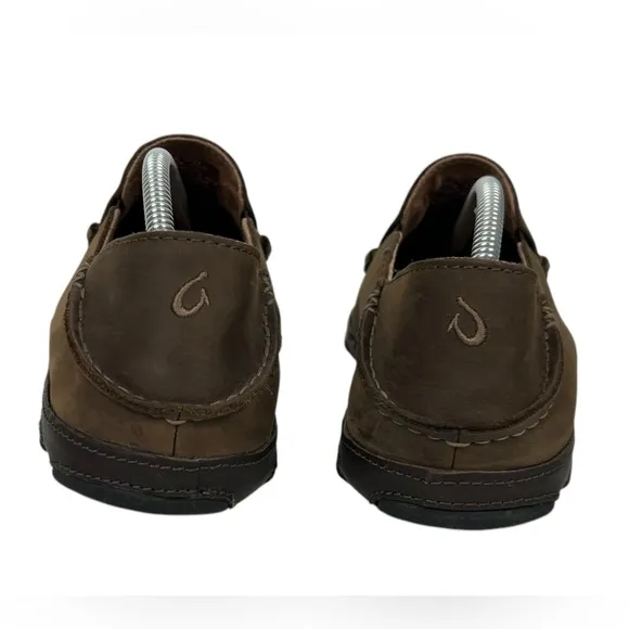 OluKai Moloa Brown Leather Slip On Shoes Mens Sz 10.5 Comfort Distressed Rustic