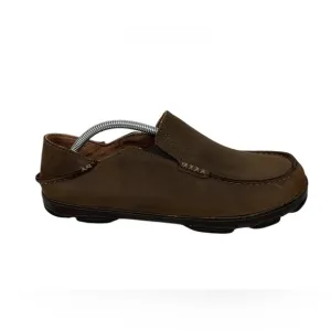 OluKai Moloa Brown Leather Slip On Shoes Mens Sz 10.5 Comfort Distressed Rustic
