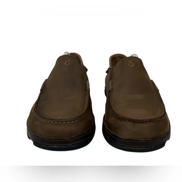 OluKai Moloa Brown Leather Slip On Shoes Mens Sz 10.5 Comfort Distressed Rustic