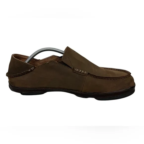 OluKai Moloa Brown Leather Slip On Shoes Mens Sz 10.5 Comfort Distressed Rustic