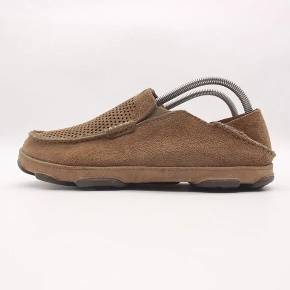 Olukai Moloa Kohana Loafers Men's 8 M Brown Leather Slip On Comfort Shoes