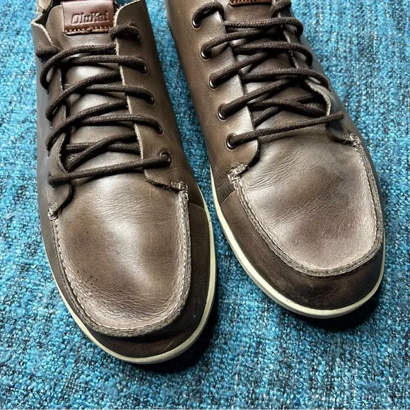 Olukai Nalukai Leather Lace Up Sneakers Casual Shoes in Brown