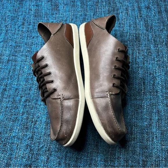 Olukai Nalukai Leather Lace Up Sneakers Casual Shoes in Brown