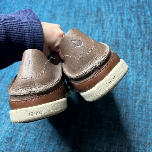 Olukai Nalukai Leather Lace Up Sneakers Casual Shoes in Brown