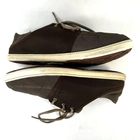 OluKai Nohea Moku Shoes Mens Size 9.5 Brown Tan Slip Lace Up Low Top Casual