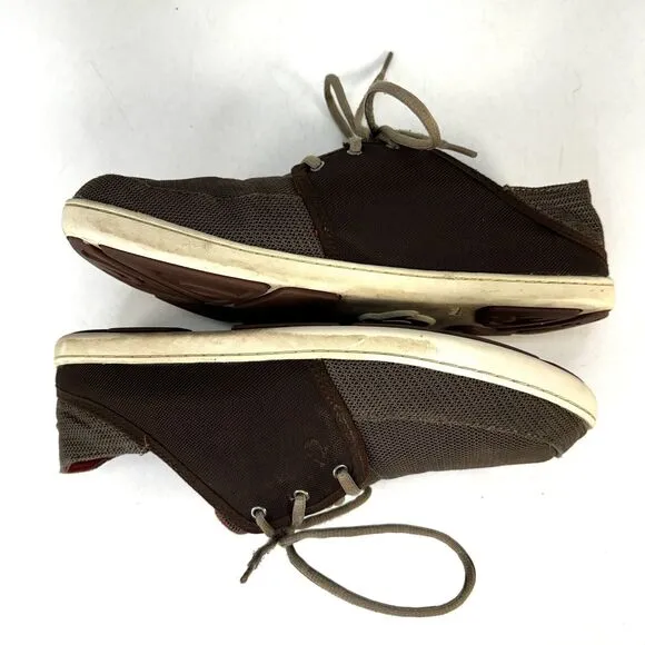 OluKai Nohea Moku Shoes Mens Size 9.5 Brown Tan Slip Lace Up Low Top Casual