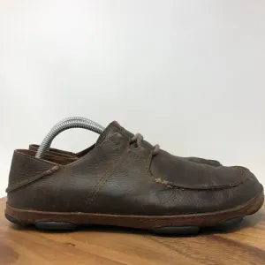 Olukai Ohana Lace Up Nubuck Mens Size 9 Brown Leather Casual Comfort Shoes