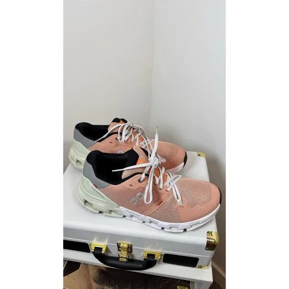 ON Women's Cloudflyer 4 Running Sneaker Shoes, Peach/aloe, Size 9