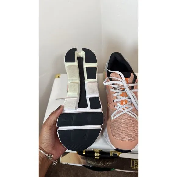 ON Women's Cloudflyer 4 Running Sneaker Shoes, Peach/aloe, Size 9