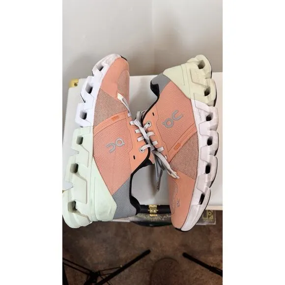 ON Women's Cloudflyer 4 Running Sneaker Shoes, Peach/aloe, Size 9
