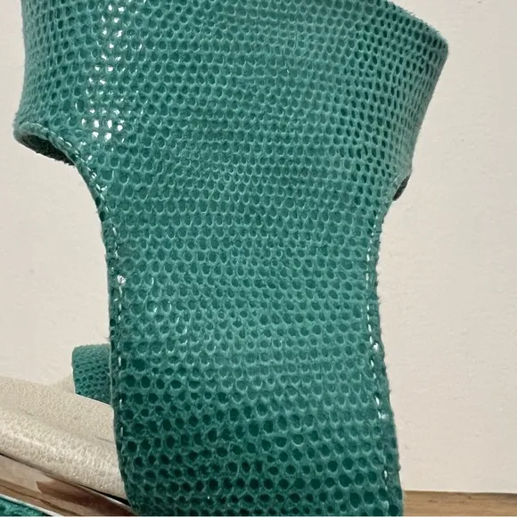 Onex Green Italian Leather Heeled Sandals