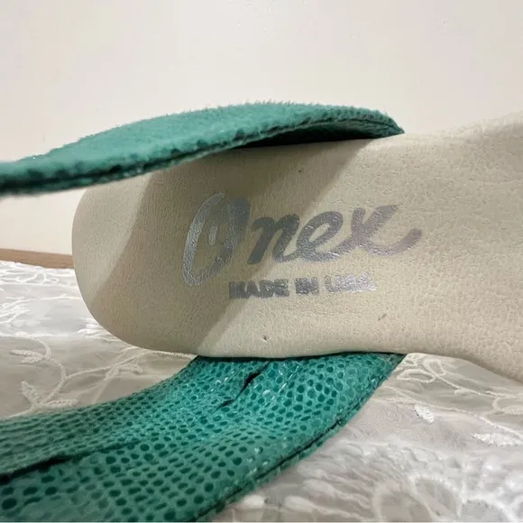Onex Green Italian Leather Heeled Sandals