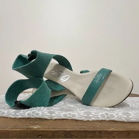 Onex Green Italian Leather Heeled Sandals