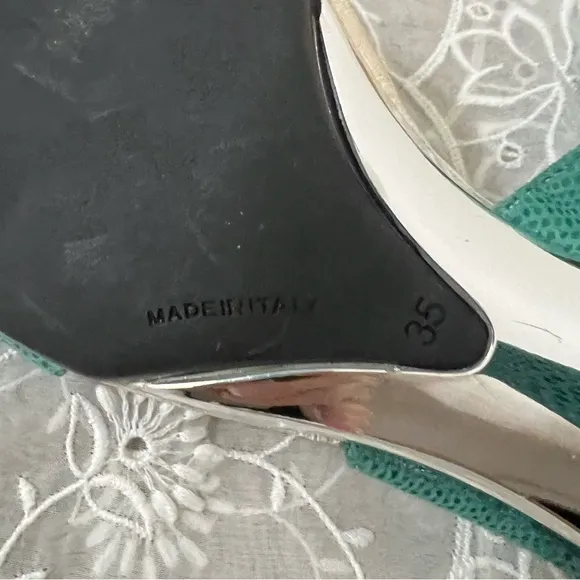 Onex Green Italian Leather Heeled Sandals