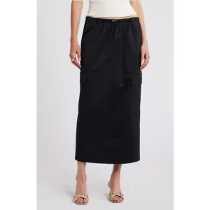 Open Edit Drawstring Maxi Cargo Skirt / Large - Black