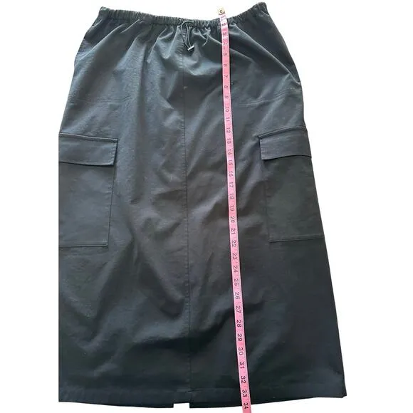 Open Edit Drawstring Maxi Cargo Skirt / Large - Black