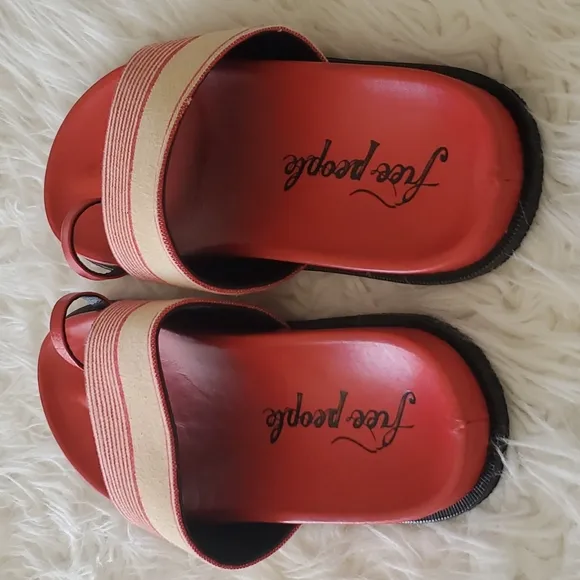 P025  Free People Saylor Footbed Sandal Slip-on Red Multi-Color Size 40