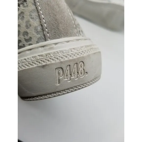 P448 Womens Gray Animal Print Lace Up Low Top Sneaker Shoes US 6.5 EUR 37