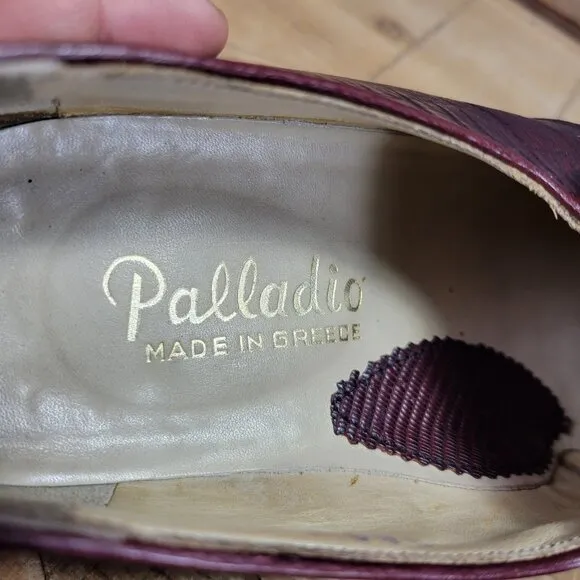 Palladio Teju Lizard Leather Tassle  Penny Loafers Mens 8.5 Burgundy Dress Shoes