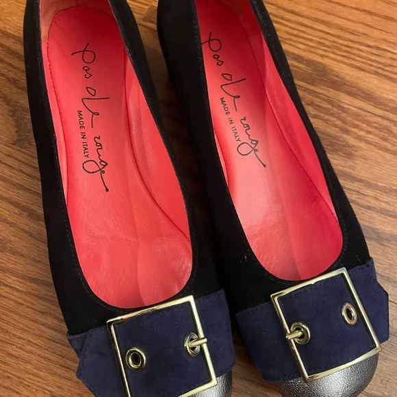 Pas de Rouge suede leather wedges shoes size ES 36