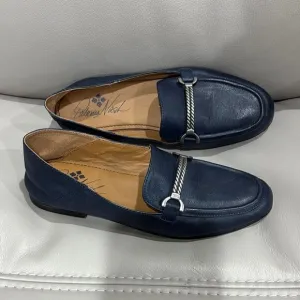 Patricia Nash FIA Horsebit Women Loafer Shoes sz 16 Navy Blue Leather Slip On