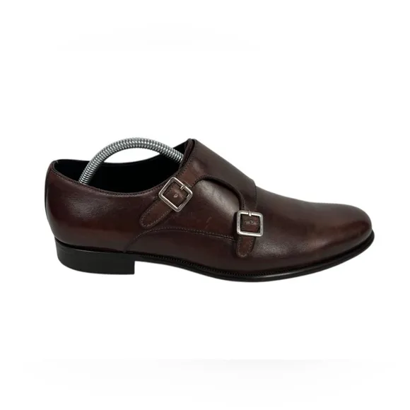 Paul Evans Mens 7.5 Shoes Original Brown Double Monk Strap Leather Casual