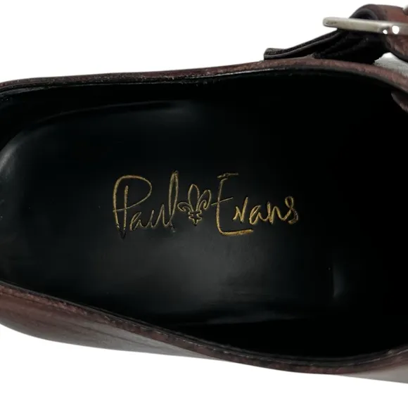 Paul Evans Mens 7.5 Shoes Original Brown Double Monk Strap Leather Casual