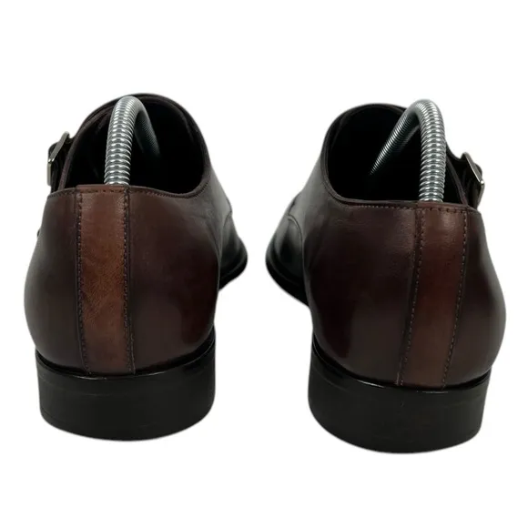 Paul Evans Mens 7.5 Shoes Original Brown Double Monk Strap Leather Casual