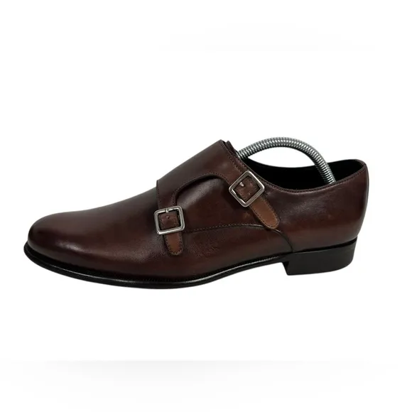 Paul Evans Mens 7.5 Shoes Original Brown Double Monk Strap Leather Casual