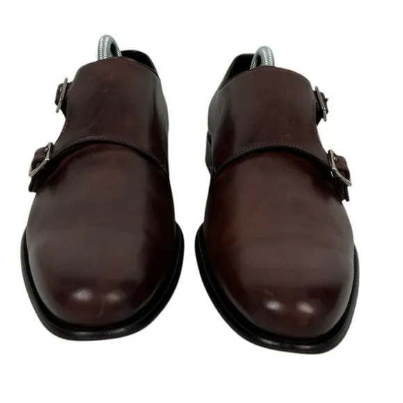 Paul Evans Mens 7.5 Shoes Original Brown Double Monk Strap Leather Casual