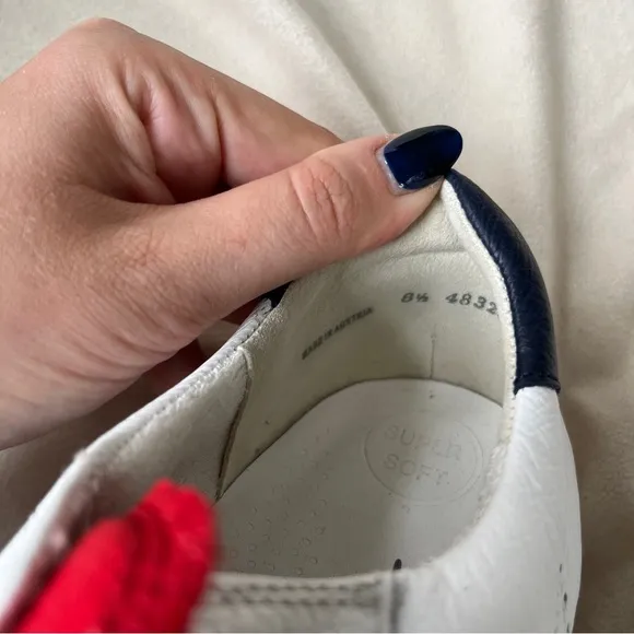Paul Green White Navy Red Super Soft Sneakers Size Mens 8.5 NWOT