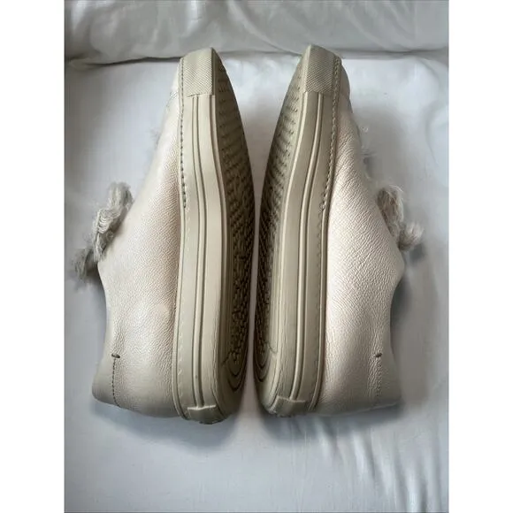 PAUL GREEN Womens Shoes Jayden Soft Leather Sneaker Fuzzy Laces Biscuit Size 9.5