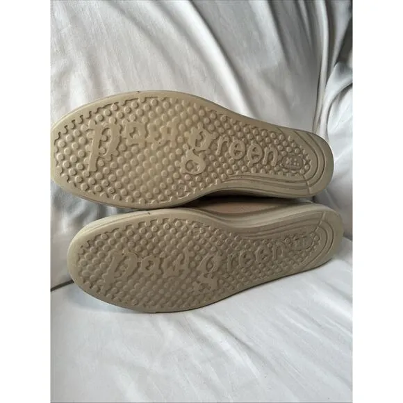 PAUL GREEN Womens Shoes Jayden Soft Leather Sneaker Fuzzy Laces Biscuit Size 9.5