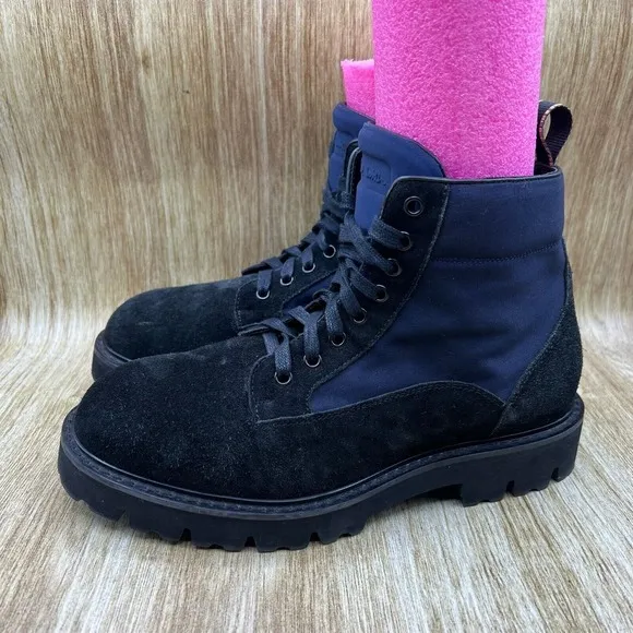 Paul‎ Smith Dizzie Boots Men's Size 9 EU 42 Black Blue Suede Ankle Nylon Shoes