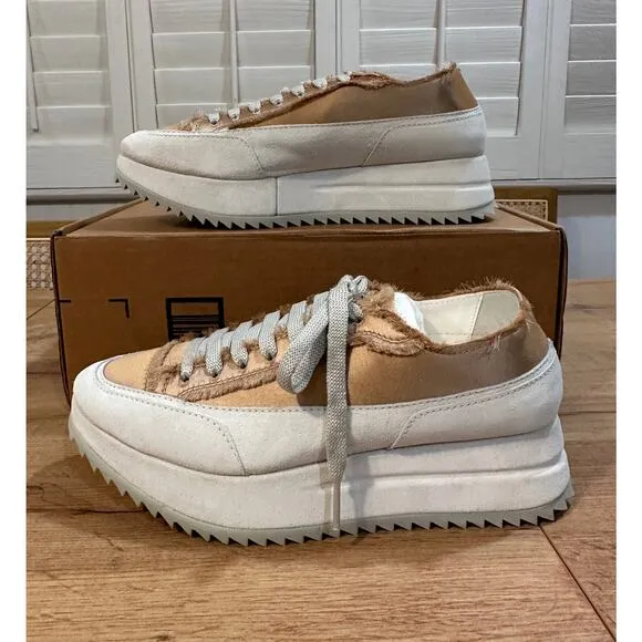 Pedro García Orella Frayed Satin Trainer Brulee Satin Size 37 EU 6.6.5 US NWOB