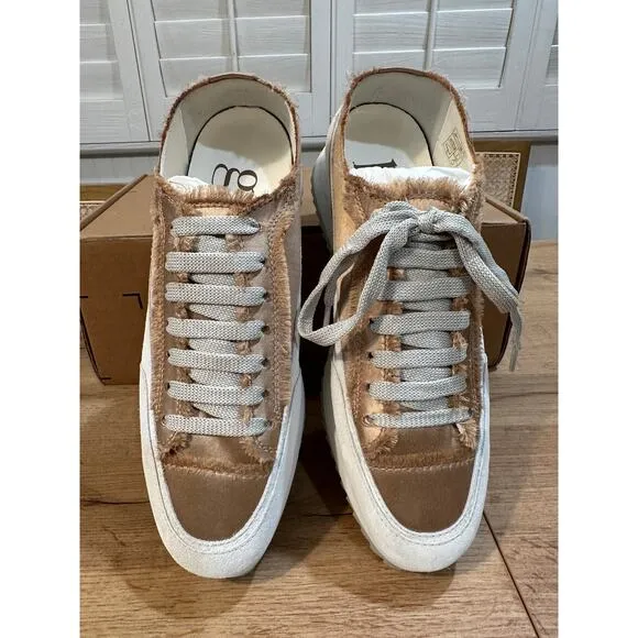 Pedro García Orella Frayed Satin Trainer Brulee Satin Size 37 EU 6.6.5 US NWOB